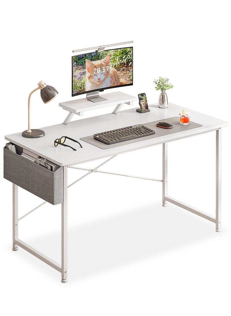 Stubborn Study Desk with Monitor Stand, Office Desk with Storage Bag, Easy Assembly Computer Desk, Study Desk Table for Adults, Home Office Desks & Workstations, 110*50*75CM - Image 1