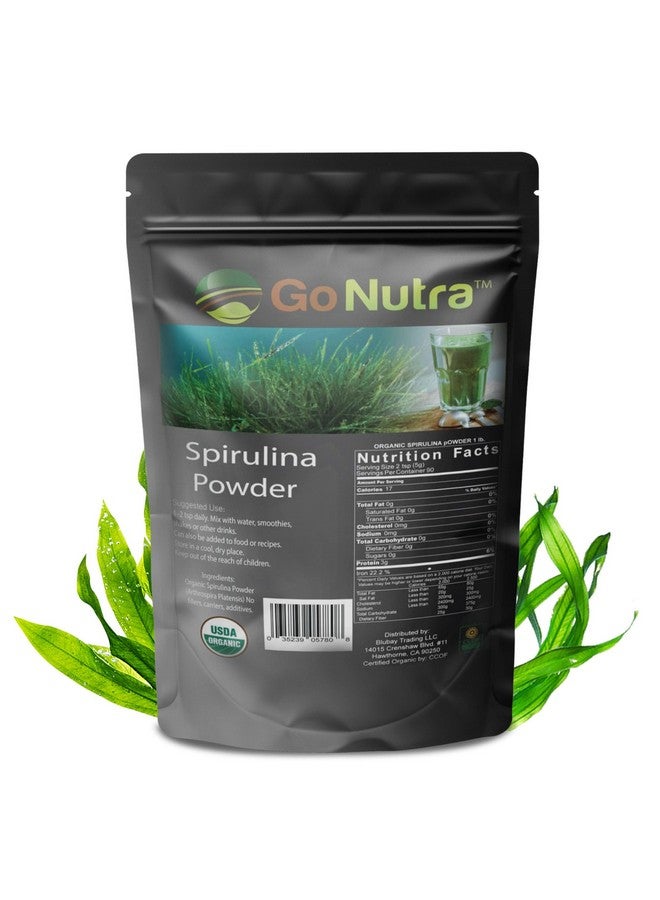 Go Nutra مسحوق سبيرولينا العضوي من جو نوترا | سوبر فودز نقية غير معدلة وراثيًا لمضادات الأكسدة والمعادن والأحماض الدهنية والألياف والبروتين | صديق للنباتيين (1 رطل (16 أونصة)) - Image 1