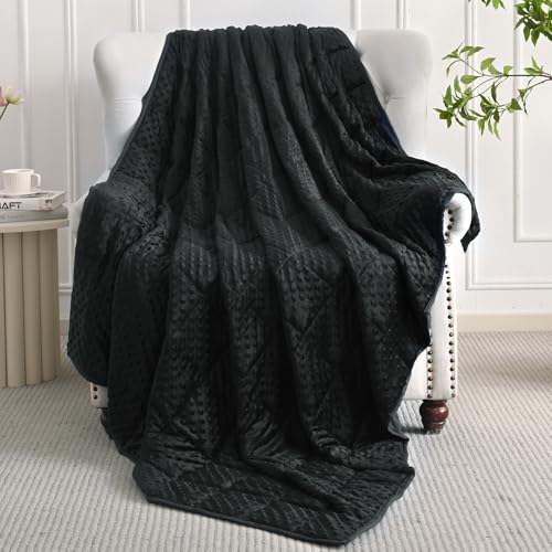 Mr. Sandman Weighted Blanket for Adults, Heavy Blanket for Woman,Man Sleeping/Calm, Soft and Cozy Weighted Throw Blankets, Machine Washable, 48 x 72in, 12 lbs, Black - Image 2