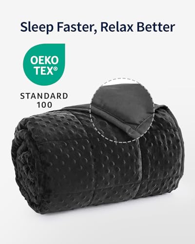 Mr. Sandman Weighted Blanket for Adults, Heavy Blanket for Woman,Man Sleeping/Calm, Soft and Cozy Weighted Throw Blankets, Machine Washable, 48 x 72in, 12 lbs, Black - Image 3