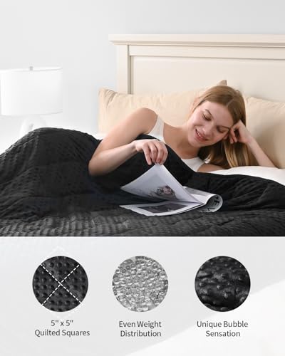 Mr. Sandman Weighted Blanket for Adults, Heavy Blanket for Woman,Man Sleeping/Calm, Soft and Cozy Weighted Throw Blankets, Machine Washable, 48 x 72in, 12 lbs, Black - Image 5