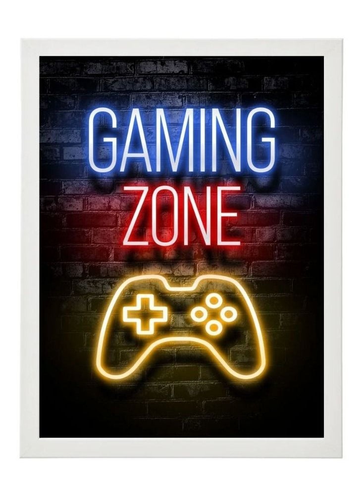 RKN Gaming Zone Neon Wall Art Poster Frame 21x30 cm  - Image 1