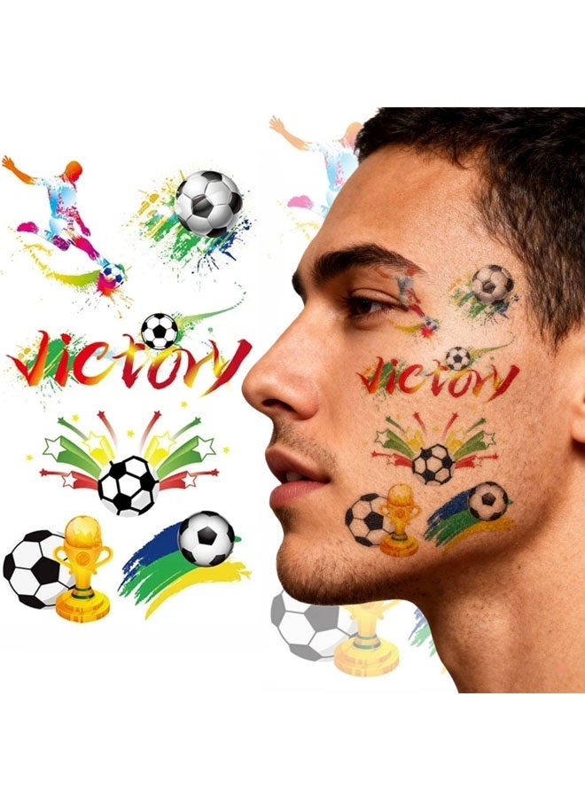 10 Sheets  Football Face Tattoos - 2026 World Cup Fan Stickers, Soccer Party Favors Supplies, Temporary Tattoos Easy Apply & Remove, Waterproof Sport Theme Makeup Tattoos - Image 1