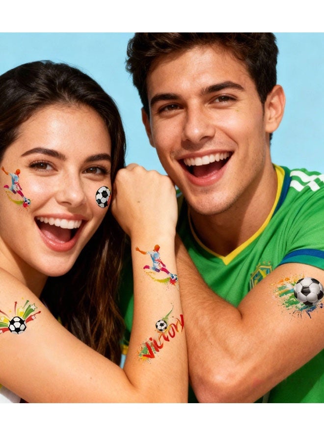 10 Sheets  Football Face Tattoos - 2026 World Cup Fan Stickers, Soccer Party Favors Supplies, Temporary Tattoos Easy Apply & Remove, Waterproof Sport Theme Makeup Tattoos - Image 3