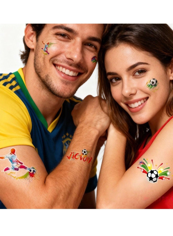 10 Sheets  Football Face Tattoos - 2026 World Cup Fan Stickers, Soccer Party Favors Supplies, Temporary Tattoos Easy Apply & Remove, Waterproof Sport Theme Makeup Tattoos - Image 4