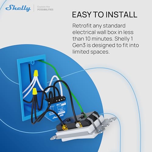 Shelly 1 Gen3 WiFi Matter Smart Relay Switch with Dry Contacts 1Channel 16A Alexa Home Assistant SmartThings Google Home Compatible DIY Smart Automation Garage Door Opener No hub required - Image 3