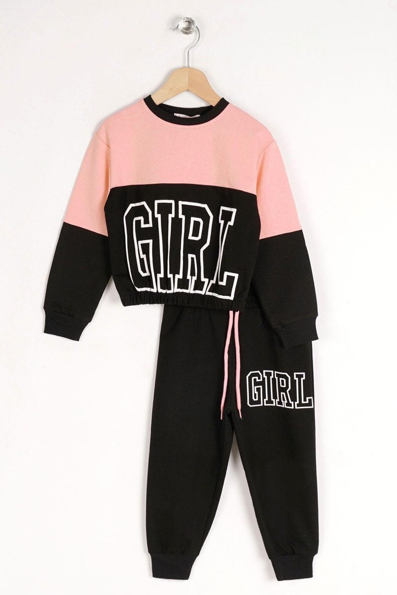 Zepkids Girl's Salmon Colored Girls Printed Tracksuit  - Image 3