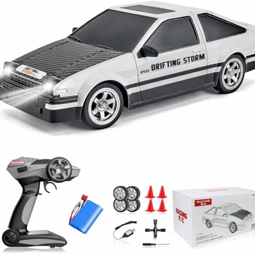 FEXXA RC Drift Car, 1:16 Scale Remote Control Car, 4WD 40KM/H High Speed RC Racing, 2.4GHz Electric Sport Driftings with Headlight, Drifting Tires and Racing Tires for Adults (Black) - Image 1