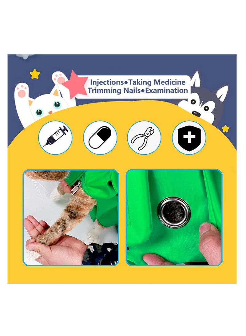 Cat Nail Trimming Restraint Bag Anti Scratch Grooming Bag Medical Use for Cats Size M Blue - Image 5