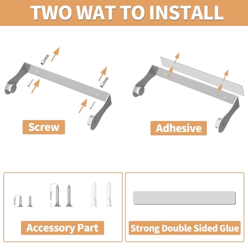 PAROTO Paper Towel Holder Under Cabinet, Wall Mount Paper Towel Holder for Kitchen Bathroom, Stainless Steel, Adhesive or Screws, Silver - Image 5