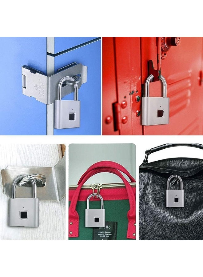 قفل ذكي ببصمة الإصبع SY11، قفل مقاوم للماء بشحن USB-C للأمتعة والخزائن، فضي - Image 2
