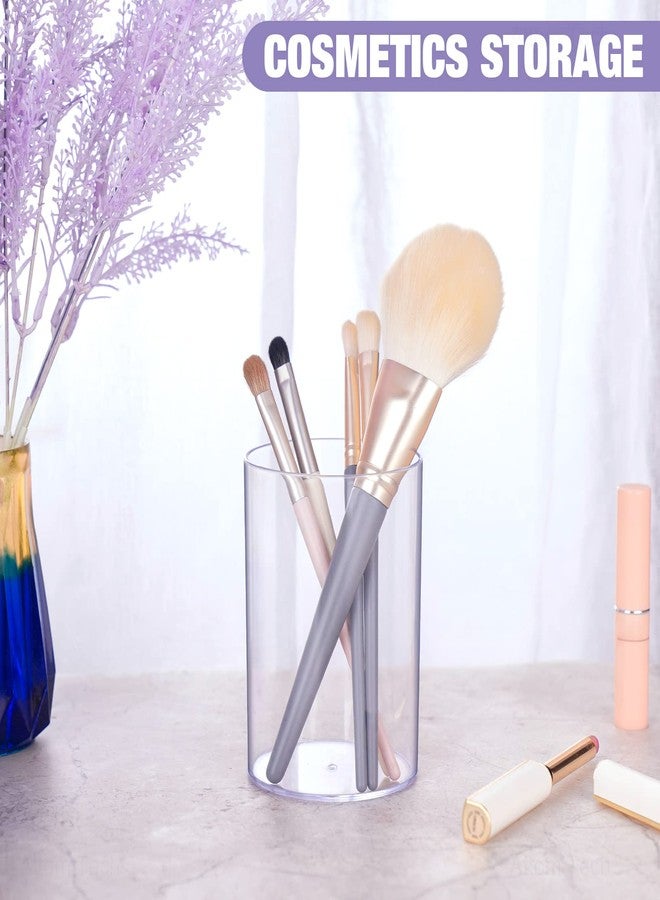 NiOffice Stylish Clear Acrylic Desk Organizer Pen and Pencil Holders Set of 3, Round Makeup Brush Storage Perfect for Home, School and Office Supplies - Image 4