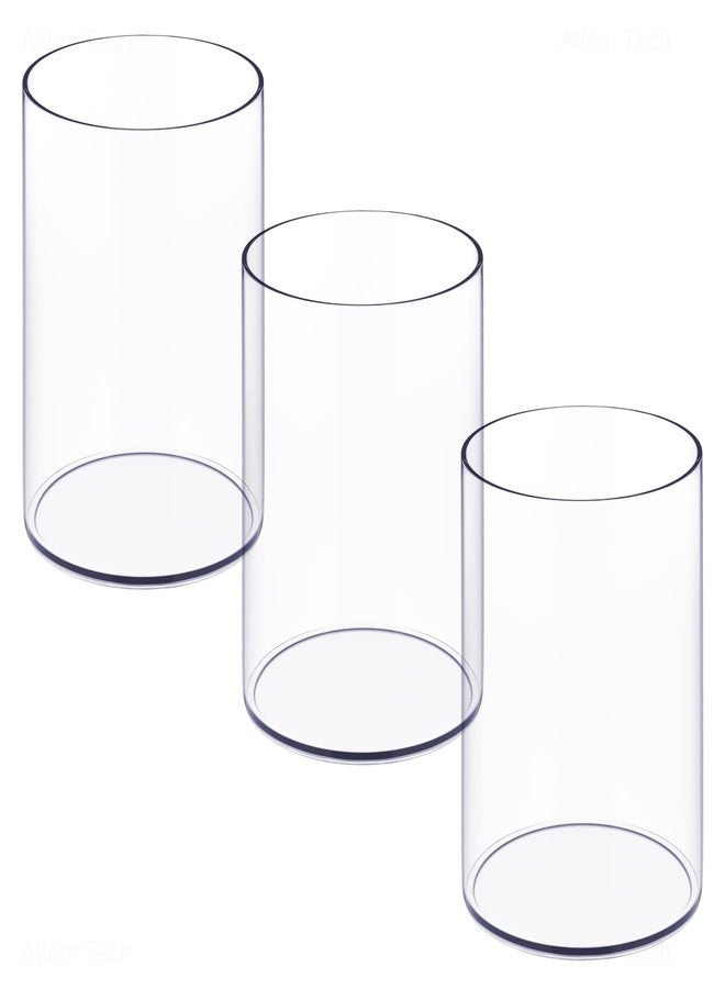 NiOffice Stylish Clear Acrylic Desk Organizer Pen and Pencil Holders Set of 3, Round Makeup Brush Storage Perfect for Home, School and Office Supplies - Image 1