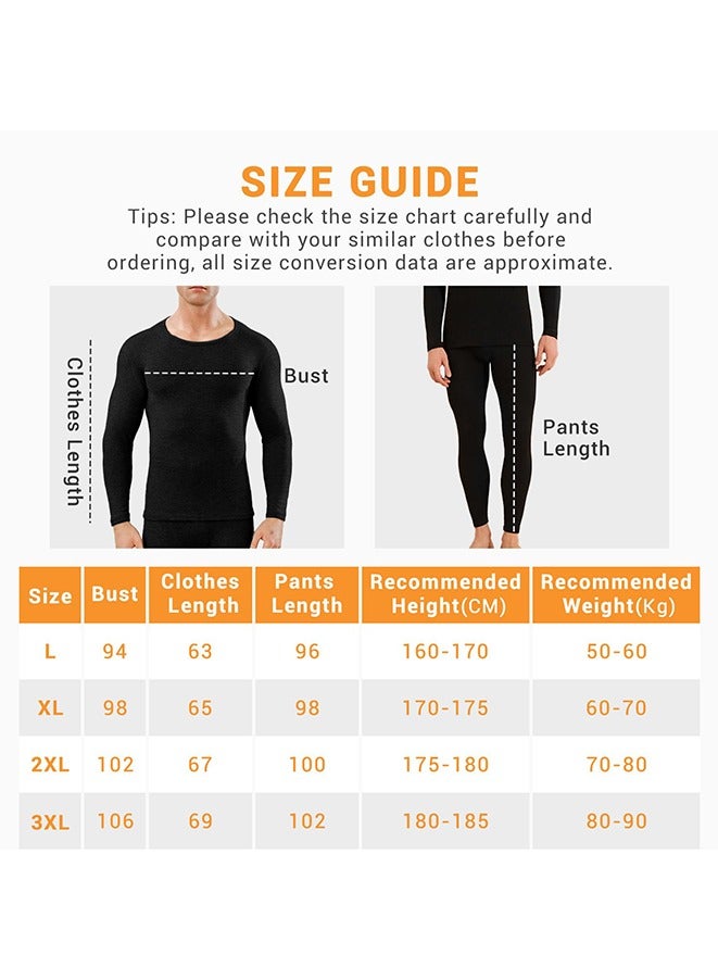Men's Thermal Underwear Set, Cashmere Silk Base Plus Fleece Underwear Set, more Delicate and Softer（Black） - Image 2