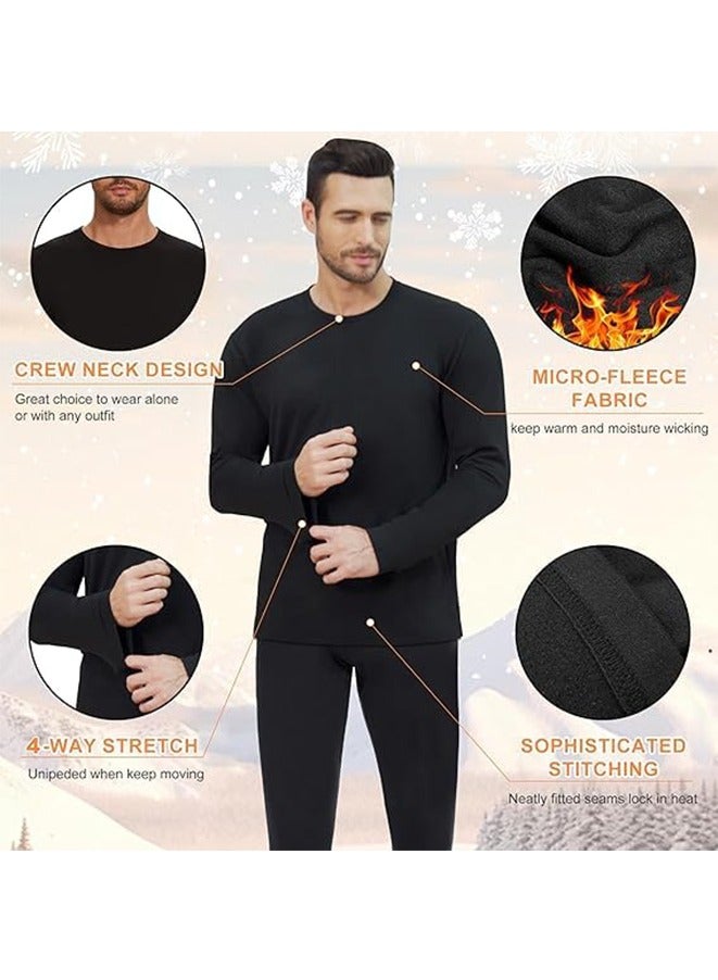 Men's Thermal Underwear Set, Cashmere Silk Base Plus Fleece Underwear Set, more Delicate and Softer（Black） - Image 3
