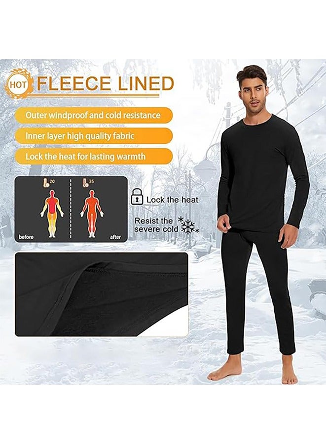 Men's Thermal Underwear Set, Cashmere Silk Base Plus Fleece Underwear Set, more Delicate and Softer（Black） - Image 5