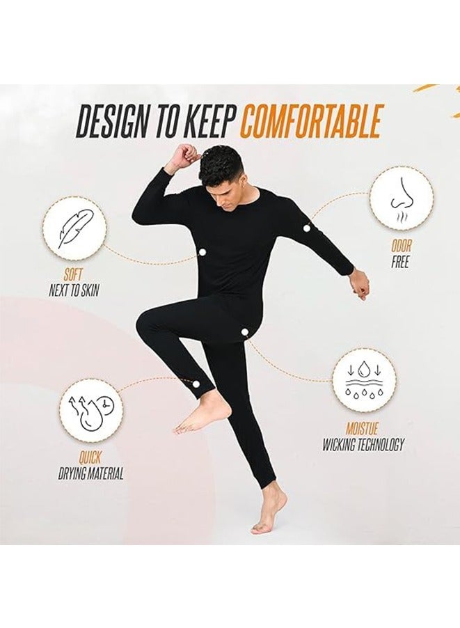 Men's Thermal Underwear Set, Cashmere Silk Base Plus Fleece Underwear Set, more Delicate and Softer（Black） - Image 4