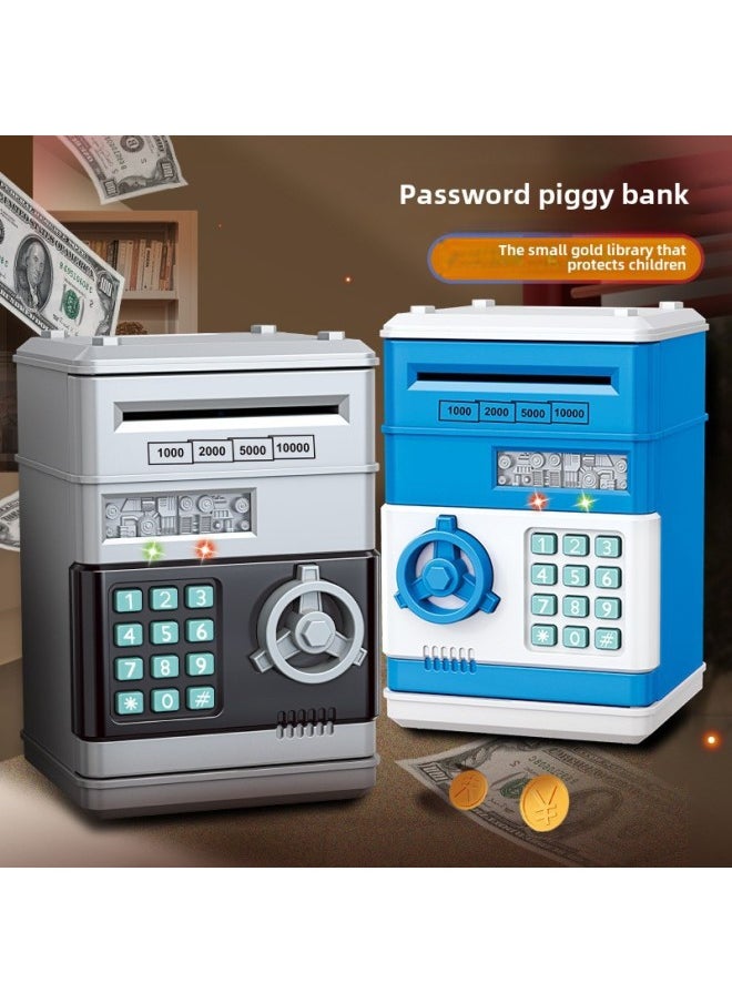 Generic - Children's Piggy Bank Creative Password Unlock Automatic Roll Money ATM Large Capacity Accessible Mini Safe Toy-Color:Password Deposit Box (black) - Image 1