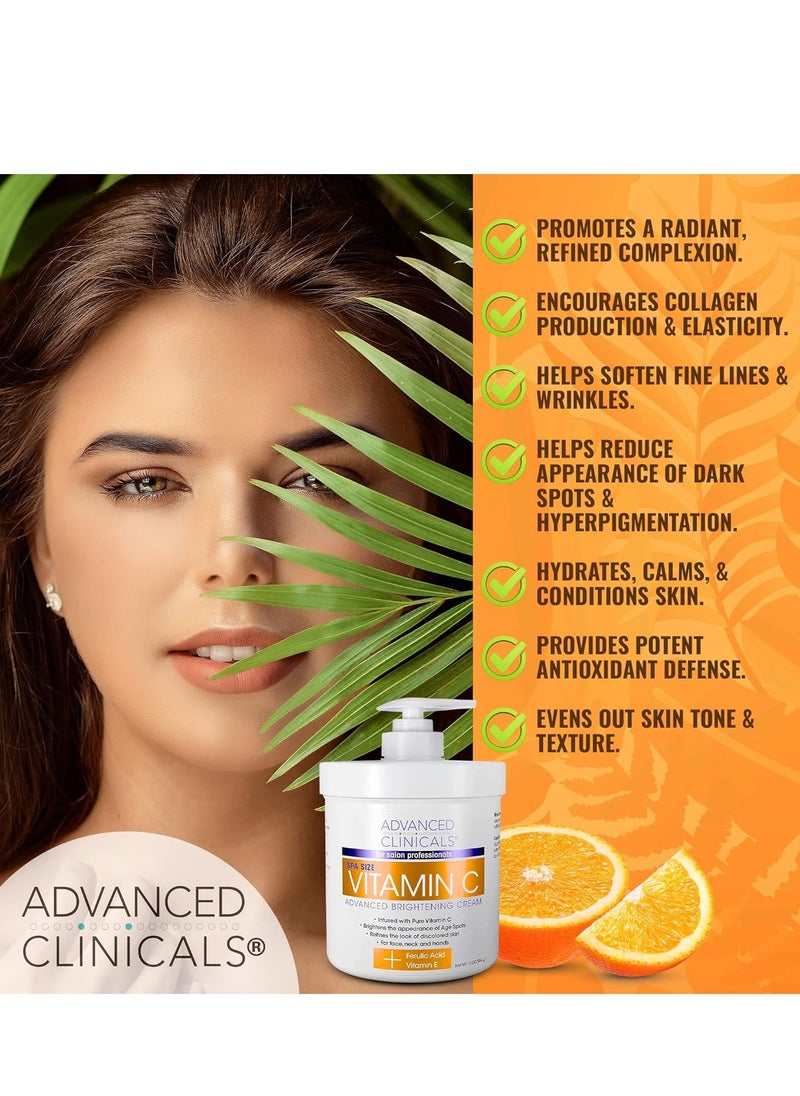 Advanced Clinicals Advanced Clinicals Vitamin C Cream Face & Body Lotion Moisturizer | Anti Aging Skin Care Firming & Brightening Cream For Body, Face, Uneven Skin Tone, Wrinkles, & Sun Damaged Dry Skin, 16 Oz  - Image 4