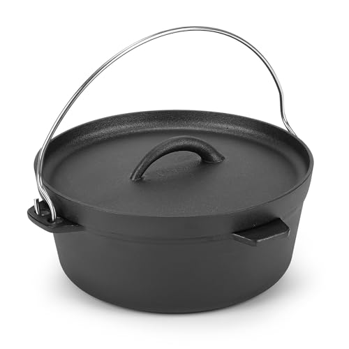 Northriver Casting Cast Iron Dutch Oven Pot with Lid, for Small Dishes, Side Dishes, Camping Cookware set, BBQ, Garlic Roaster, 1.5 Quart Pan - Image 1