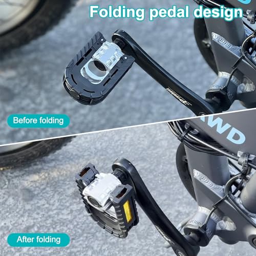 HANEVEAR Bike Pedals, Folding Bike Pedals Universal 9/16'' with Reflective Strips | Aluminum | Non-Slip | Waterproof | Wide Flat Cycling Foldable Pedals for Ebike, Urban Commute, MTB Bikes - Image 3