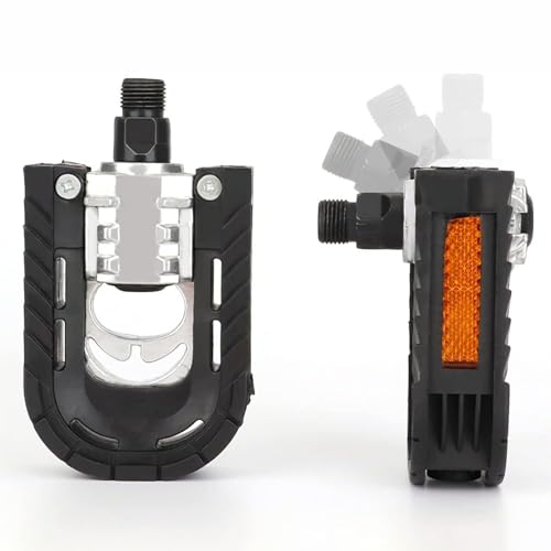 HANEVEAR Bike Pedals, Folding Bike Pedals Universal 9/16'' with Reflective Strips | Aluminum | Non-Slip | Waterproof | Wide Flat Cycling Foldable Pedals for Ebike, Urban Commute, MTB Bikes - Image 1