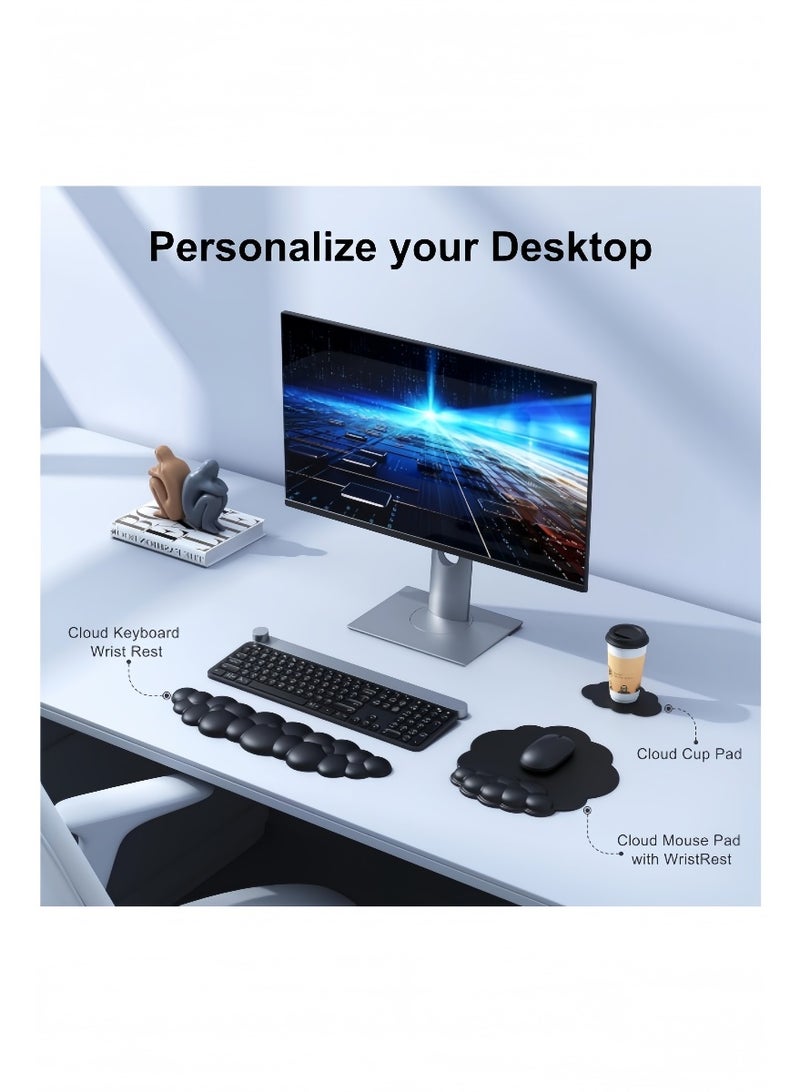 Kibee Cloud Mouse Base with Wrist Rest, Keyboard Armrest, Gaming Keyboard Wrist Backrest, Cloud Mouse Base, Ergonomic Keyboard and Mouse Wrist Support, Black - Image 2