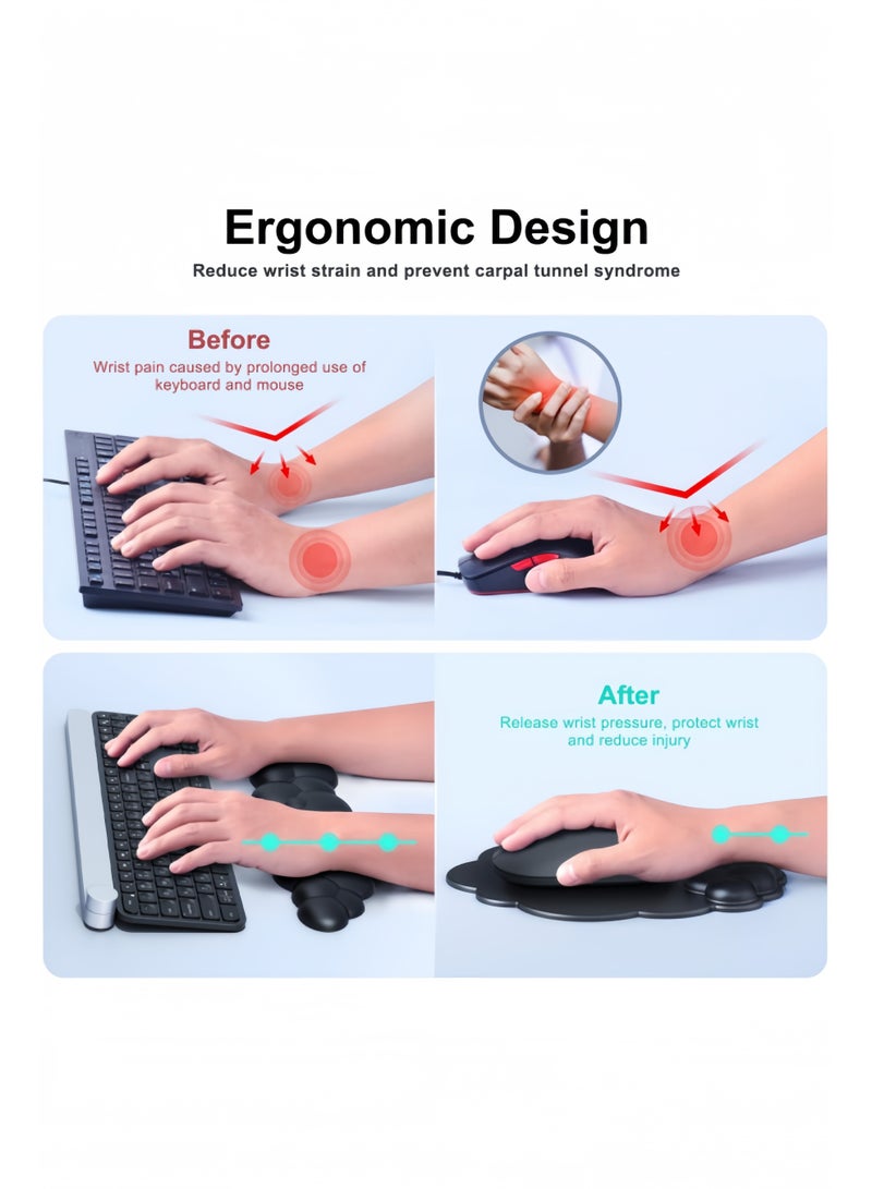 Kibee Cloud Mouse Base with Wrist Rest, Keyboard Armrest, Gaming Keyboard Wrist Backrest, Cloud Mouse Base, Ergonomic Keyboard and Mouse Wrist Support, Black - Image 3