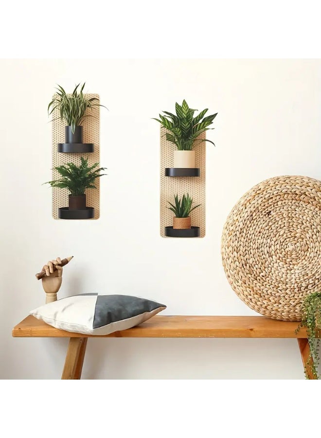 2pcs 3D Green Plant Pot Stand and Bamboo Background Wall Decor Stickers Removable Wall Decals Wall Decor for Bedroom Living Room Kitchen Office Cafe Restaurant Bathroom - Image 2