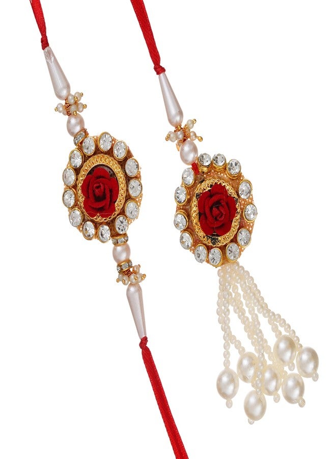 مجموعة KamlaArt Rakhi Bhaiya Bhabhi Lumba Rakhi للأخ وبهابي. راخي كيدز راخي لومبا راخي لهدية بهابهي راكشاباندان (تصاميم-1) - Image 1