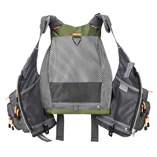 Gonex Fly Fishing Vest for Men Women, Comfortable Adjustable Fishing Vest with Multi-Pockets Reflective Stripes, Green+Gray - Image 5