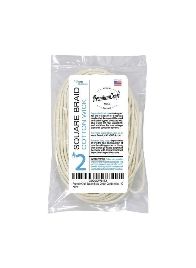 PremiumCraft Square Braid Cotton Candle Wick - #2 - Image 1