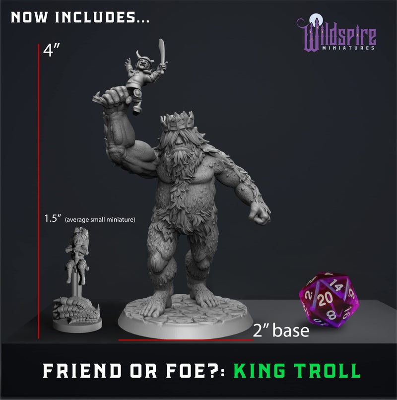 Wildspire Heroes, NPC Animal Companions & Troll King for DND Miniatures Bulk 28mm-32mm Unpainted Paintable Dungeons and Dragons Minis Pathfinder Figures for Fantasy Tabletop Roleplaying Games like DD - Image 2