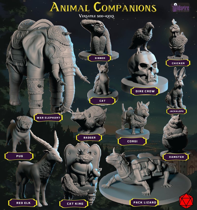 Wildspire Heroes, NPC Animal Companions & Troll King for DND Miniatures Bulk 28mm-32mm Unpainted Paintable Dungeons and Dragons Minis Pathfinder Figures for Fantasy Tabletop Roleplaying Games like DD - Image 4