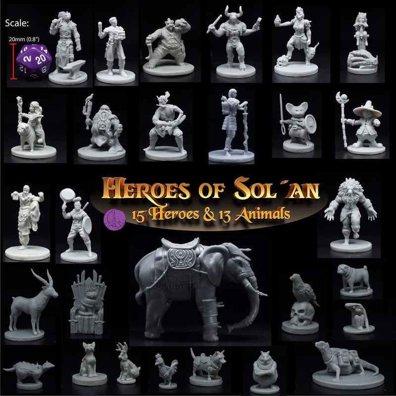 Wildspire Heroes, NPC Animal Companions & Troll King for DND Miniatures Bulk 28mm-32mm Unpainted Paintable Dungeons and Dragons Minis Pathfinder Figures for Fantasy Tabletop Roleplaying Games like DD - Image 5