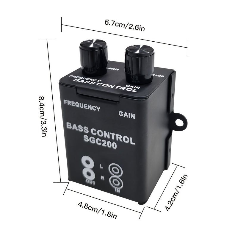 Black 2 Band Equalizer RCA Car Amplifier Speaker Bass Controller Adjustable Audio Potentiometer Car Subwoofer Desktop Volume Control Home Computer High Low Sound - Image 3