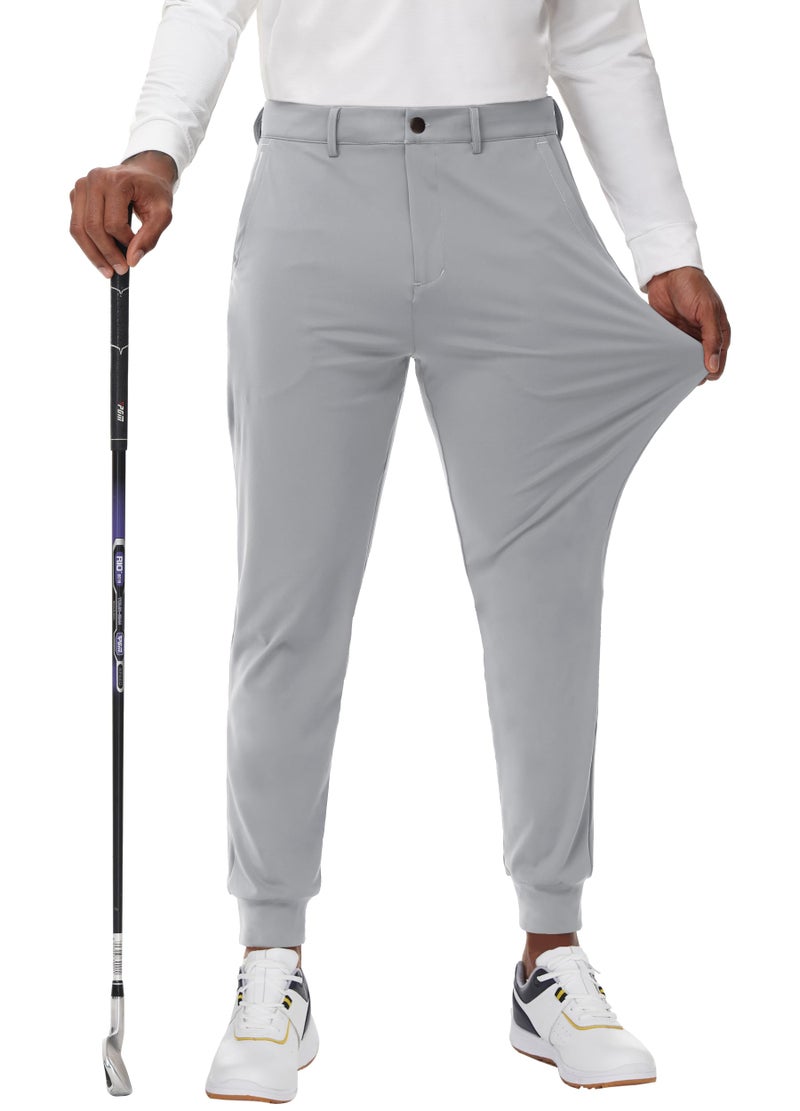 JWM Men's Stretch Golf Joggers Pants with Belt Loops - 29" Slim Fit Tapered Casual Business Travel Dress Work Sweatpants - Image 2