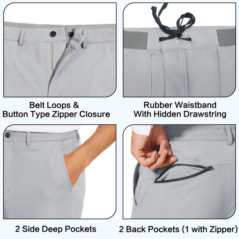 JWM Men's Stretch Golf Joggers Pants with Belt Loops - 29" Slim Fit Tapered Casual Business Travel Dress Work Sweatpants - Image 3