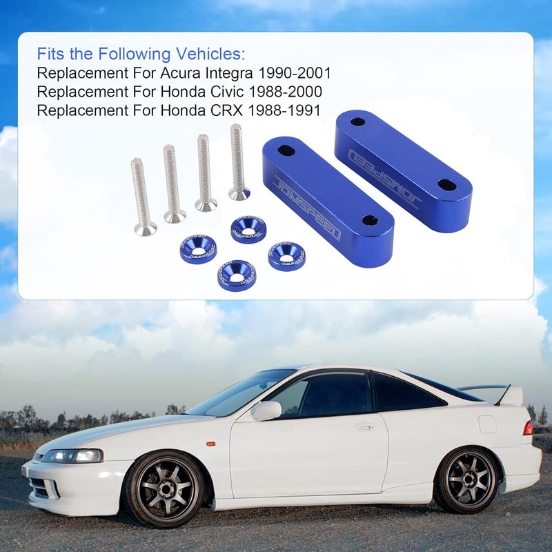JDMSPEED Anodized Blue Hood Spacer Riser 3/4" Replacement for Honda Civic CRX Del Sol Acura Integra - Image 2