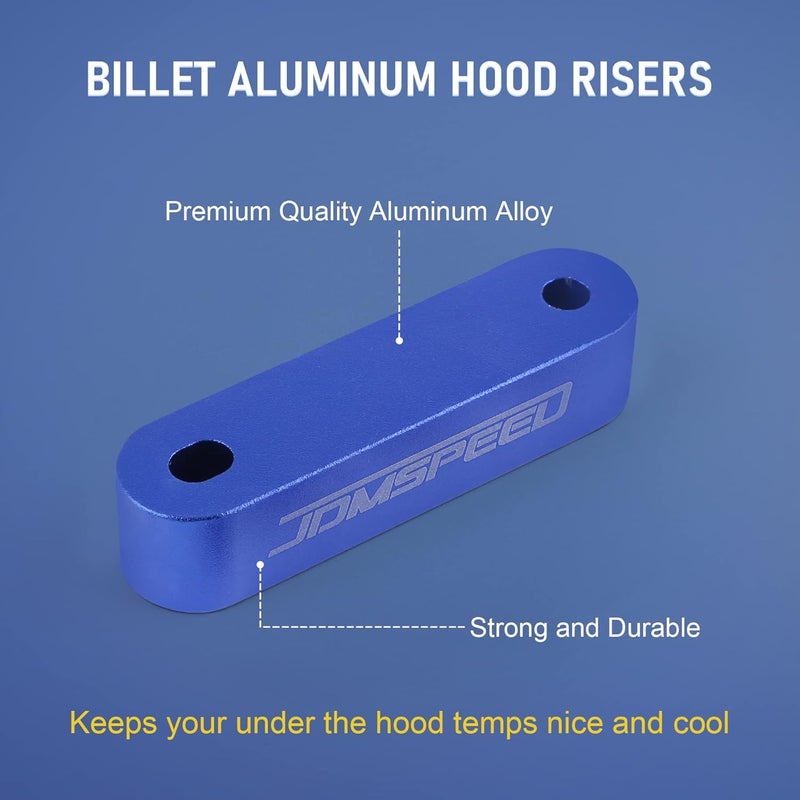 JDMSPEED Anodized Blue Hood Spacer Riser 3/4" Replacement for Honda Civic CRX Del Sol Acura Integra - Image 3