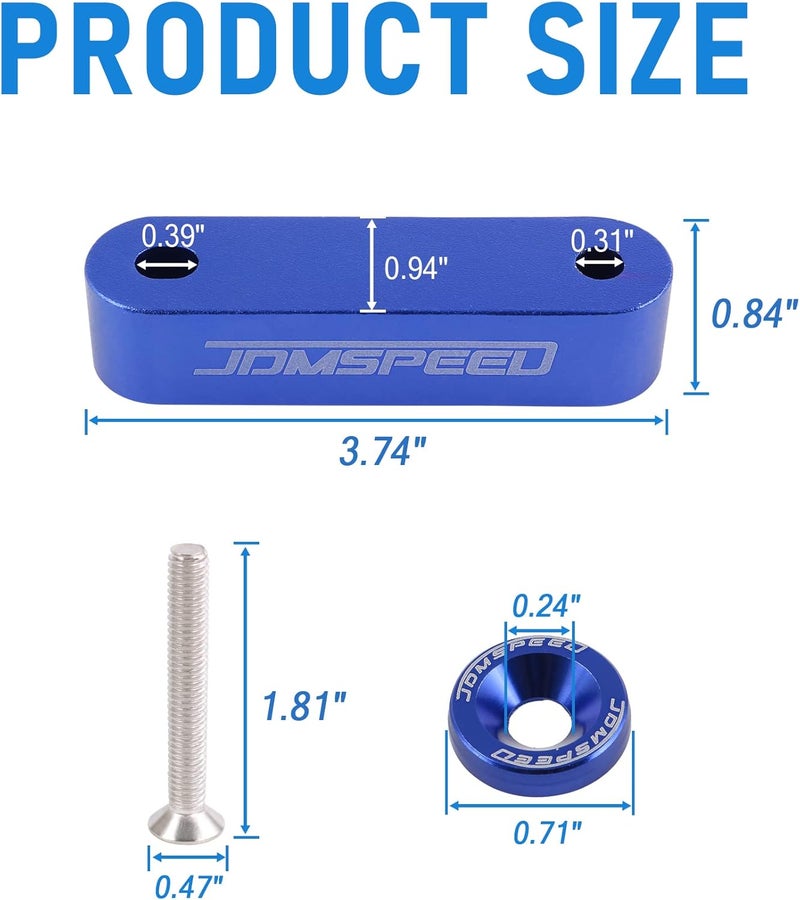 JDMSPEED Anodized Blue Hood Spacer Riser 3/4" Replacement for Honda Civic CRX Del Sol Acura Integra - Image 4
