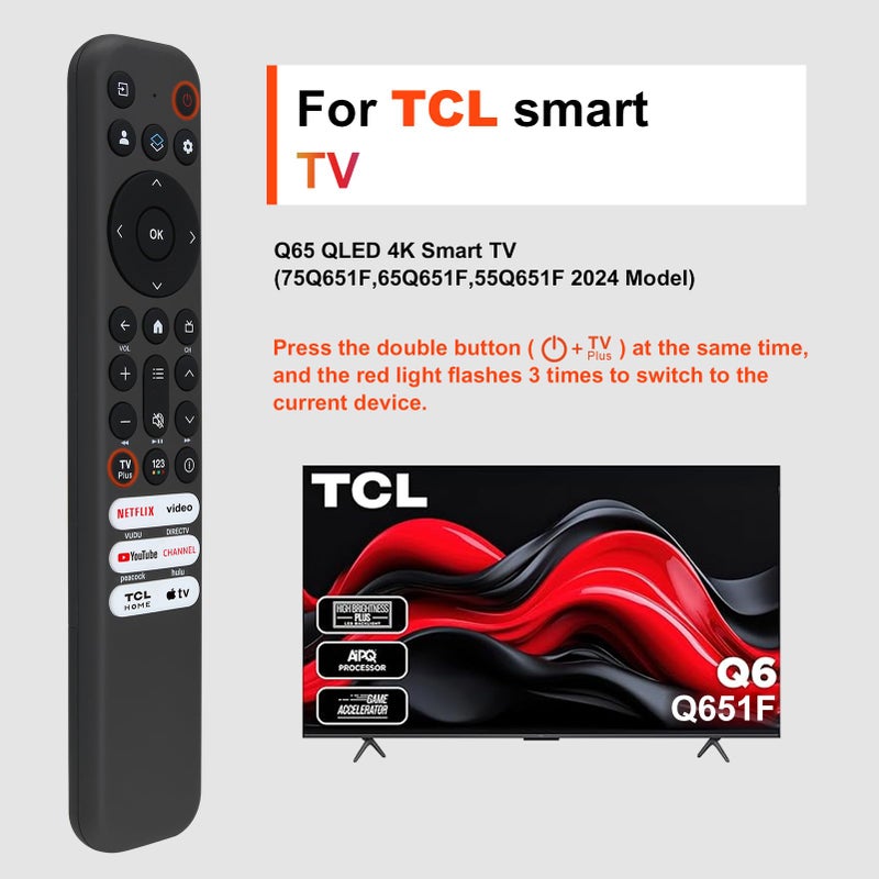 B BraiNice Replacement for TCL TV Remote Control, for TCL-Google/Roku-TV, Compatible with FHD HDR LED QLED 4K UHD Smart TV(No Voice) - Image 4