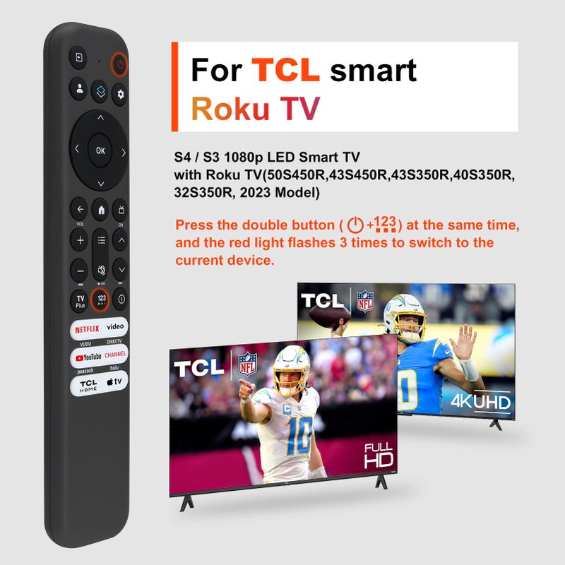 B BraiNice Replacement for TCL TV Remote Control, for TCL-Google/Roku-TV, Compatible with FHD HDR LED QLED 4K UHD Smart TV(No Voice) - Image 3
