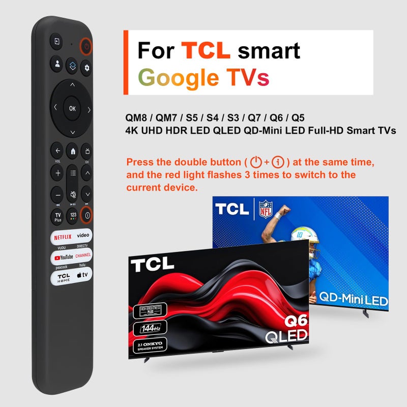 B BraiNice Replacement for TCL TV Remote Control, for TCL-Google/Roku-TV, Compatible with FHD HDR LED QLED 4K UHD Smart TV(No Voice) - Image 2