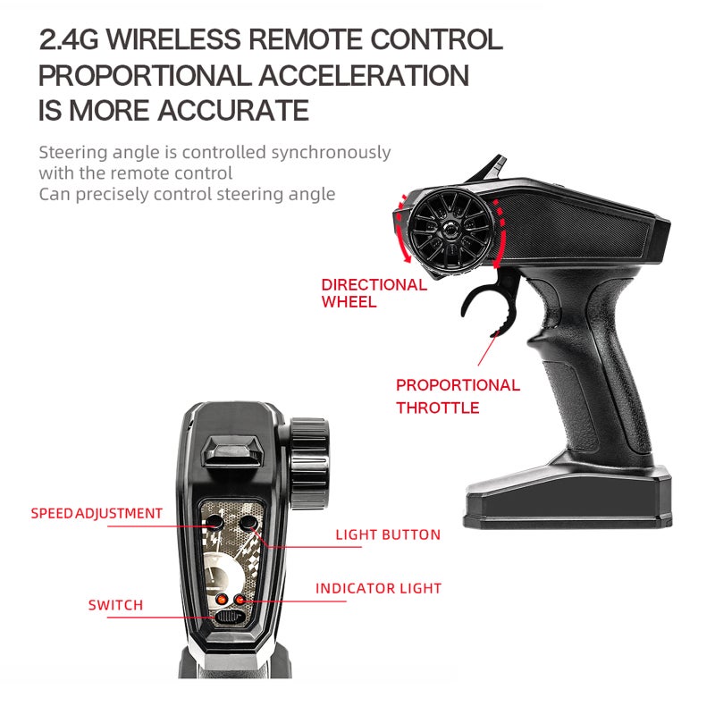 سيارة تحكم عن بعد 2.4 جيجاهرتز شاحنة قصيرة تحكم عن بعد على جميع التضاريس 1/20 سيارة ركاب خارجية عالية السرعة 25 كم في الساعة مع ضوء إل إدي وحركة دفعة متناسبة بالكامل - Image 4
