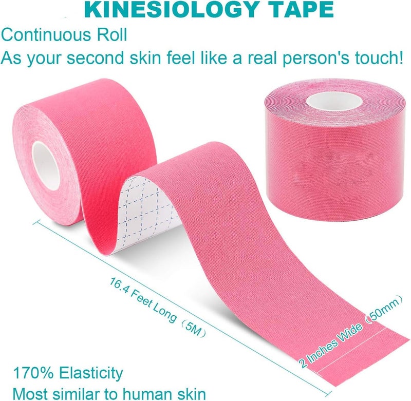 Beflix ® Kinesiology Tape for Physiotherapy, Sports Injury, Pain Relief Muscle Tape, for Shoulder, Wings, Arms, Ankle K Taping Waterproof Athletic Tape for Pain Support (5 m X 5 cm) (Pink) - Image 2