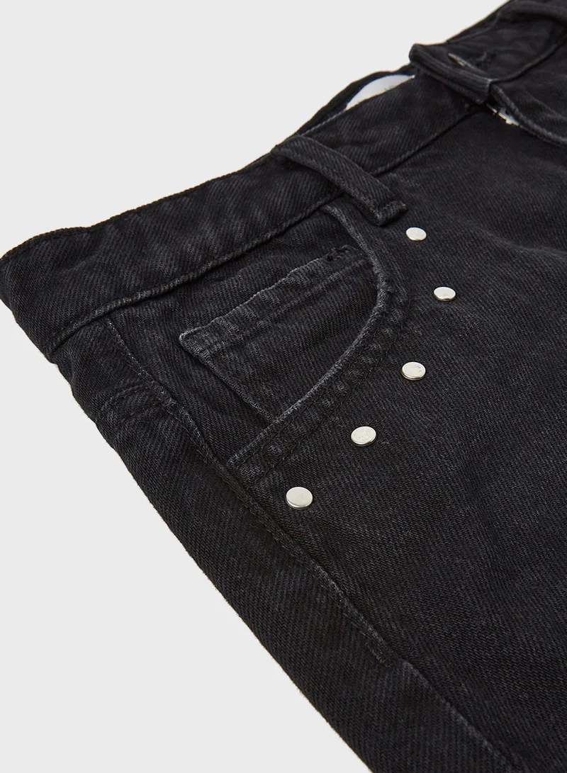 MANGO Youth Studded Denim Skirt