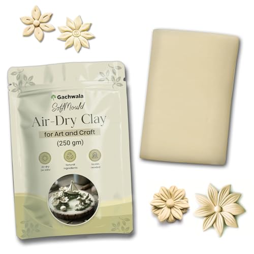 Gachwala Soft Mould 250gm Air Dry Clay for Craft & Sculpting | Modelling & Moulding Clay for Lippan Art, DIY & Creative Projects | Ready to Use Natural Eco Friendly, Smooth Airdry Non-Toxic Ceramic Clay | Gifts for Children & Professional Artists - Image 1
