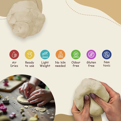 Gachwala Soft Mould 250gm Air Dry Clay for Craft & Sculpting | Modelling & Moulding Clay for Lippan Art, DIY & Creative Projects | Ready to Use Natural Eco Friendly, Smooth Airdry Non-Toxic Ceramic Clay | Gifts for Children & Professional Artists - Image 4