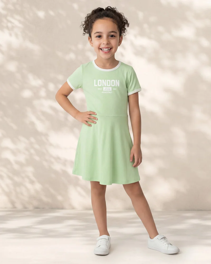 Redtag Girls Green London Printed Dress